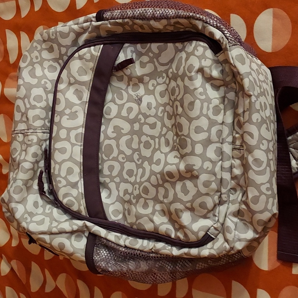 Thirty-One Leopard Print Backpack - Cream and Brown